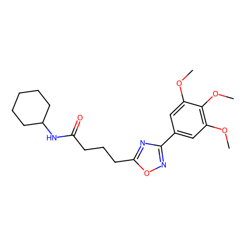 N-cyclohexyl-4-[3-(3,4,5-trimethoxyphenyl)-1,2,4-oxadiazol-5-yl]butanamide structure