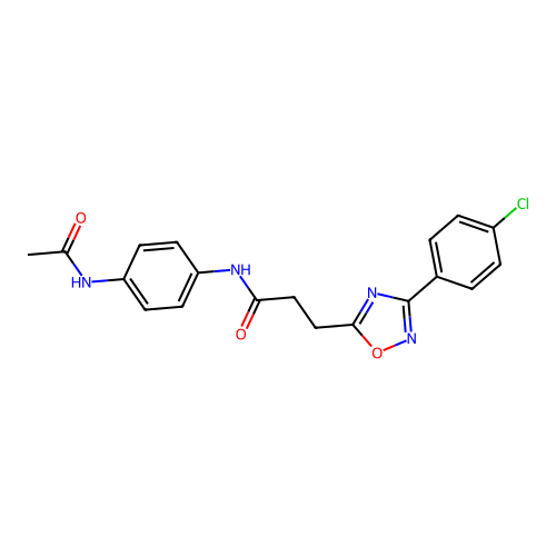 N-(4-acetamidophenyl)-3-(3-(4-chlorophenyl)-1,2,4-oxadiazol-5-yl)propanamide structure