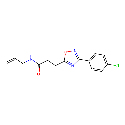 3-[3-(4-chlorophenyl)-1,2,4-oxadiazol-5-yl]-N-prop-2-enylpropanamide structure