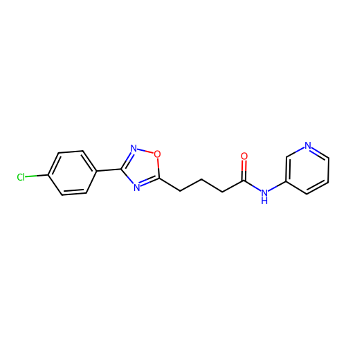 4-[3-(4-chlorophenyl)-1,2,4-oxadiazol-5-yl]-N-pyridin-3-ylbutanamide structure