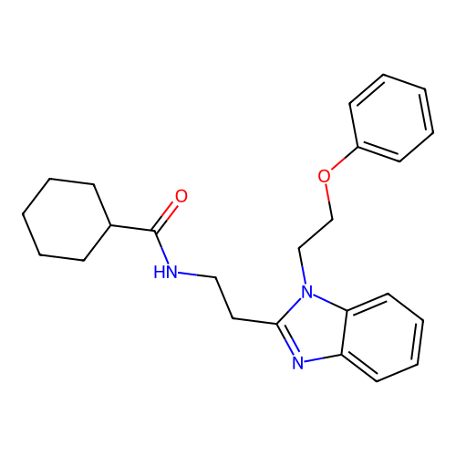 N-{2-[1-(2-phenoxyethyl)-1H-benzimidazol-2-yl]ethyl}cyclohexanecarboxamide structure