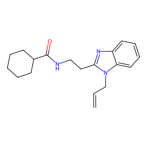 N-[2-(1-prop-2-enylbenzimidazol-2-yl)ethyl]cyclohexanecarboxamide structure