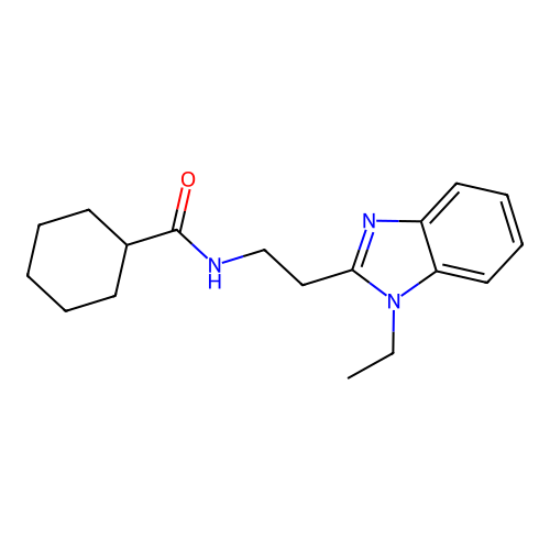 N-[2-(1-ethylbenzimidazol-2-yl)ethyl]cyclohexanecarboxamide structure