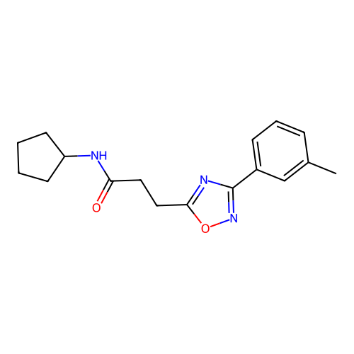 N-cyclopentyl-3-[3-(3-methylphenyl)-1,2,4-oxadiazol-5-yl]propanamide structure