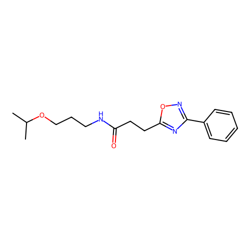 3-(3-phenyl-1,2,4-oxadiazol-5-yl)-N-(3-propan-2-yloxypropyl)propanamide structure