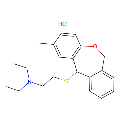 2-Methyl-11-(2-(diethylamino)ethyl)thio-6,11-dihydrodibenz(b,e)oxepin hydrochloride structure