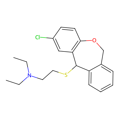 Ethanamine, 2-((2-chloro-6,11-dihydrodibenz(b,e)oxepin-11-yl)thio)-N,N-diethyl- structure