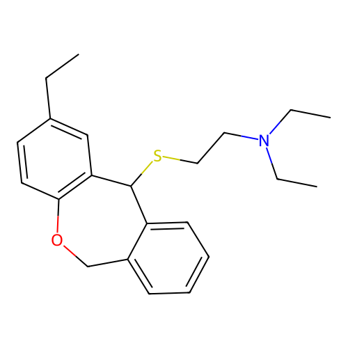 Ethanamine, N,N-diethyl-2-((2-ethyl-6,11-dihydrodibenz(b,e)oxepin-11-yl)thio)- structure