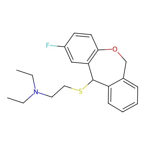 Ethanamine, N,N-diethyl-2-((2-fluoro-6,11-dihydrodibenz(b,e)oxepin-11-yl)thio)- structure