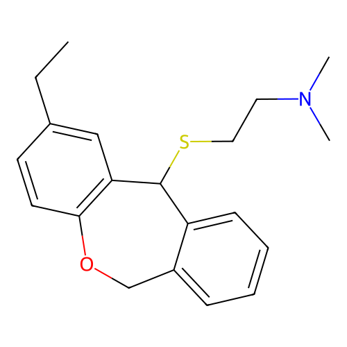 Ethanamine, N,N-dimethyl-2-((2-ethyl-6,11-dihydrodibenz(b,e)oxepin-11-yl)thio)- structure