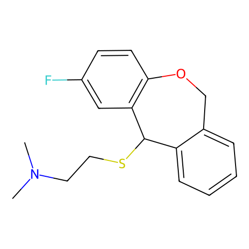 Ethanamine, N,N-dimethyl-2-((2-fluoro-6,11-dihydrodibenz(b,e)oxepin-11-yl)thio)- structure