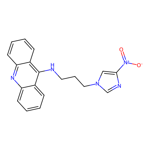9-[(3-{4-nitro-1H-imidazol-1-yl}propyl)amino]acridine structure