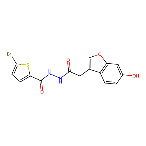 5-bromo-N'-[2-(6-hydroxy-1-benzofuran-3-yl)acetyl]thiophene-2-carbohydrazide structure
