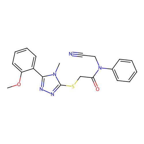 N-(cyanomethyl)-2-[[5-(2-methoxyphenyl)-4-methyl-1,2,4-triazol-3-yl]sulfanyl]-N-phenylacetamide structure