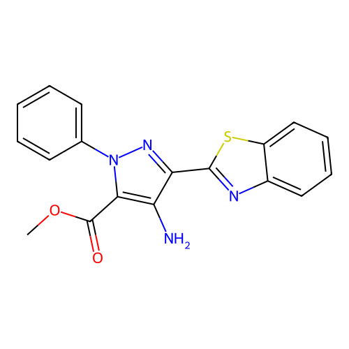 methyl 4-amino-3-(1,3-benzothiazol-2-yl)-1-phenyl-1H-pyrazole-5-carboxylate structure