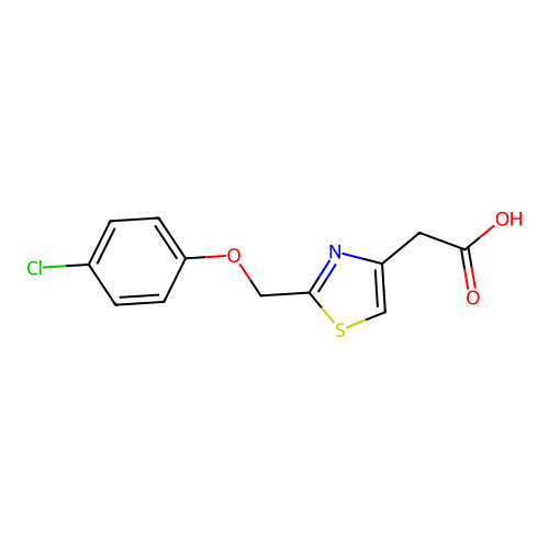 2-(2-((4-Chlorophenoxy)methyl)-1,3-thiazol-4-yl)acetic acid structure