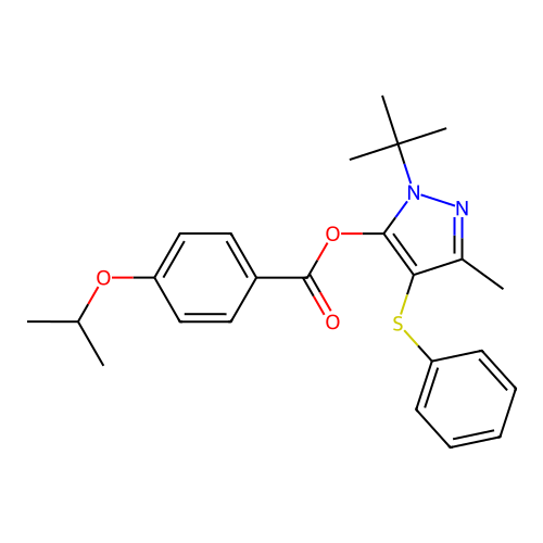 1-(tert-butyl)-3-methyl-4-(phenylthio)-1H-pyrazol-5-yl 4-isopropoxybenzoate structure