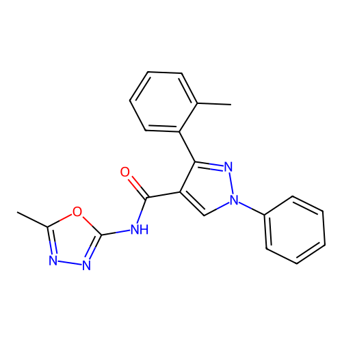 N-(5-methyl-1,3,4-oxadiazol-2-yl)-3-(2-methylphenyl)-1-phenyl-1H-pyrazole-4-carboxamide structure