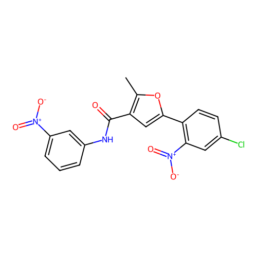 5-(4-chloro-2-nitrophenyl)-2-methyl-N-(3-nitrophenyl)furan-3-carboxamide structure