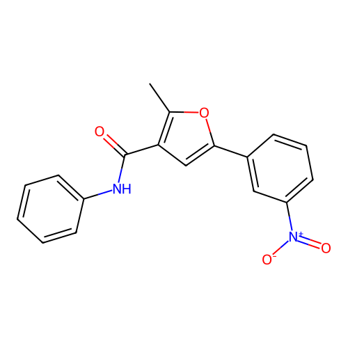 2-methyl-5-(3-nitrophenyl)-N-phenylfuran-3-carboxamide structure