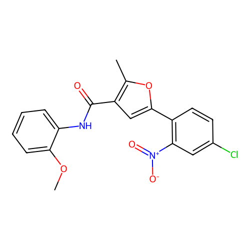 5-(4-chloro-2-nitrophenyl)-N-(2-methoxyphenyl)-2-methylfuran-3-carboxamide structure