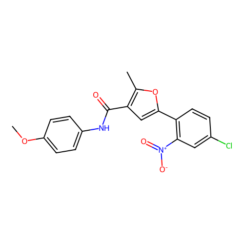 5-(4-chloro-2-nitrophenyl)-N-(4-methoxyphenyl)-2-methylfuran-3-carboxamide structure