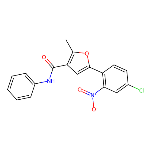 5-(4-chloro-2-nitrophenyl)-2-methyl-N-phenylfuran-3-carboxamide structure