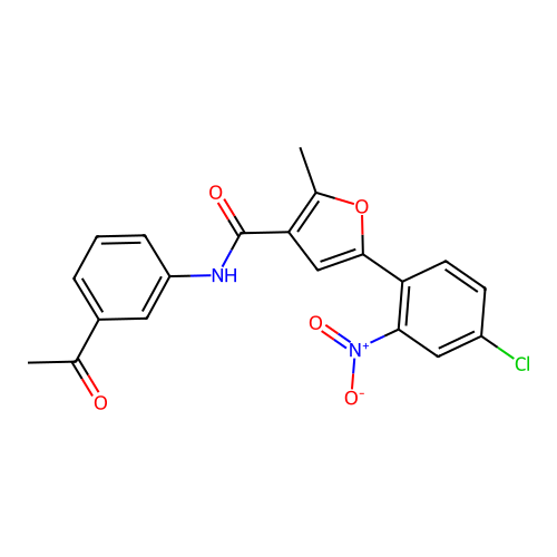 N-(3-acetylphenyl)-5-(4-chloro-2-nitrophenyl)-2-methylfuran-3-carboxamide structure