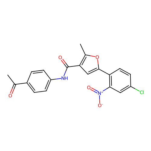 N-(4-acetylphenyl)-5-(4-chloro-2-nitrophenyl)-2-methylfuran-3-carboxamide structure