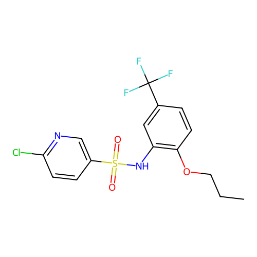 6-chloro-N-[2-propoxy-5-(trifluoromethyl)phenyl]pyridine-3-sulfonamide structure