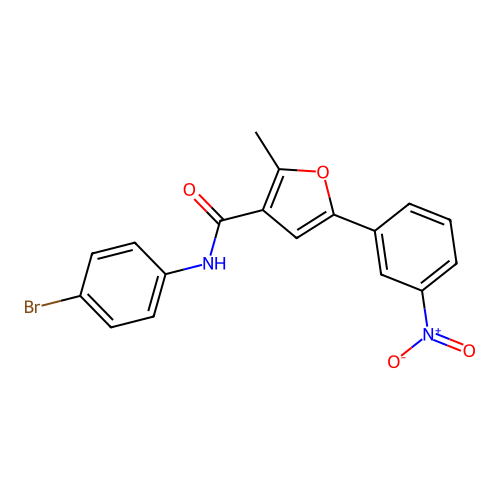 N-(4-bromophenyl)-2-methyl-5-(3-nitrophenyl)furan-3-carboxamide structure