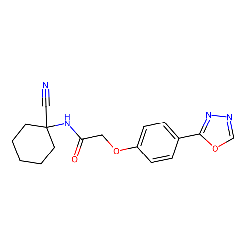 N-(1-cyanocyclohexyl)-2-[4-(1,3,4-oxadiazol-2-yl)phenoxy]acetamide structure