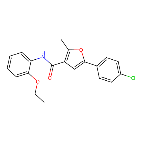 5-(4-chlorophenyl)-N-(2-ethoxyphenyl)-2-methylfuran-3-carboxamide structure