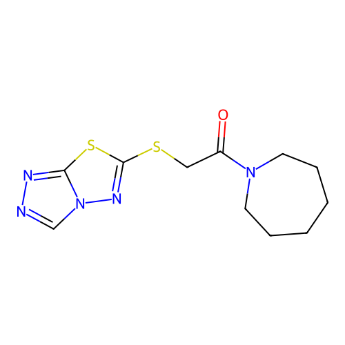 1-(Azepan-1-yl)-2-([1,2,4]triazolo[3,4-b][1,3,4]thiadiazol-6-ylsulfanyl)ethanone structure