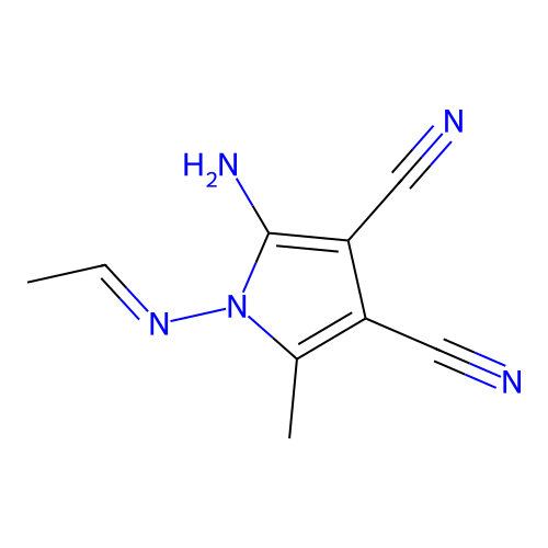 1H-Pyrrole-3,4-dicarbonitrile, 2-amino-1-(ethylideneamino)-5-methyl- structure