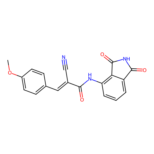 (E)-2-cyano-N-(1,3-dioxoisoindol-4-yl)-3-(4-methoxyphenyl)prop-2-enamide structure