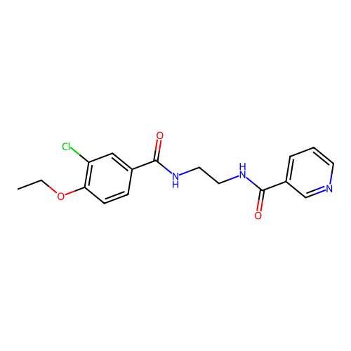 N-[2-[(3-chloro-4-ethoxybenzoyl)amino]ethyl]pyridine-3-carboxamide structure
