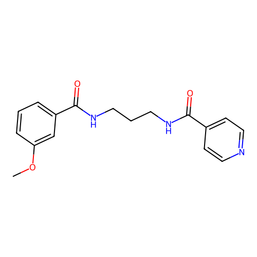 N-[3-[(3-methoxybenzoyl)amino]propyl]pyridine-4-carboxamide structure