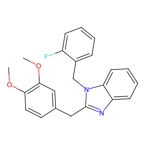 2-(3,4-dimethoxybenzyl)-1-(2-fluorobenzyl)-1H-benzimidazole structure