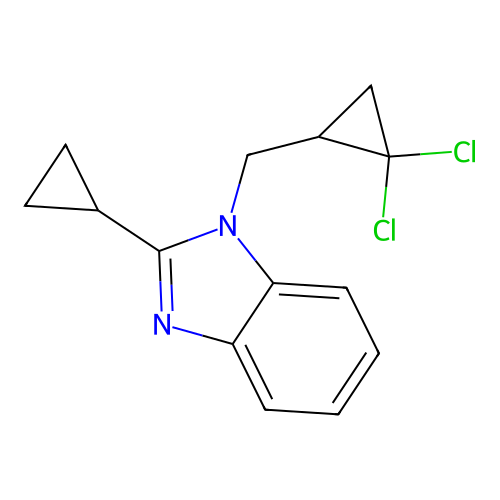 2-cyclopropyl-1-[(2,2-dichlorocyclopropyl)methyl]-1H-benzimidazole structure