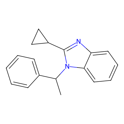 2-Cyclopropyl-1-(1-phenylethyl)benzimidazole structure