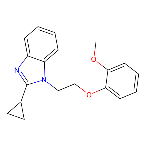 2-cyclopropyl-1-[2-(2-methoxyphenoxy)ethyl]-1H-benzimidazole structure