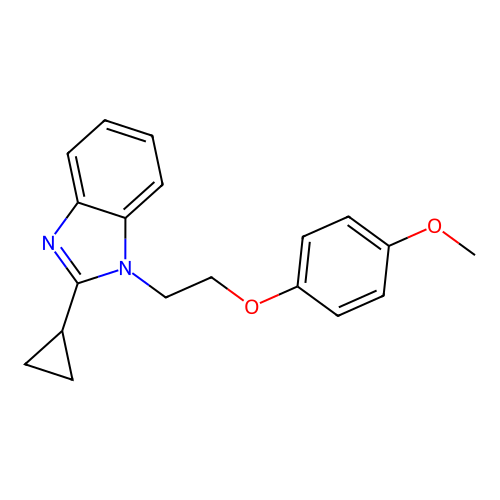 2-cyclopropyl-1-[2-(4-methoxyphenoxy)ethyl]-1H-benzimidazole structure