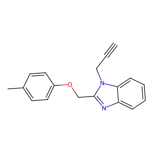 2-[(4-methylphenoxy)methyl]-1-(prop-2-yn-1-yl)-1H-1,3-benzodiazole structure