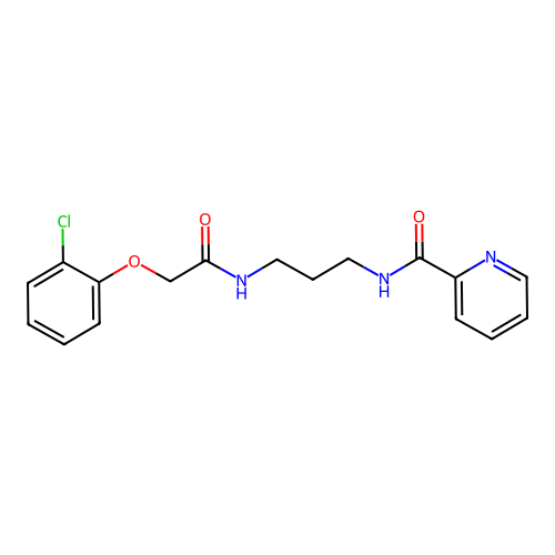 N-[3-[[2-(2-chlorophenoxy)acetyl]amino]propyl]pyridine-2-carboxamide structure
