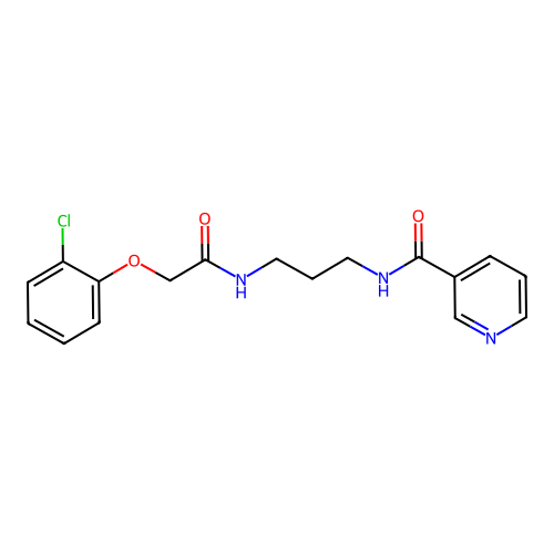 N-(3-{[2-(2-chlorophenoxy)acetyl]amino}propyl)nicotinamide structure