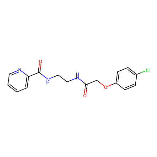 N-[2-[[2-(4-chlorophenoxy)acetyl]amino]ethyl]pyridine-2-carboxamide structure
