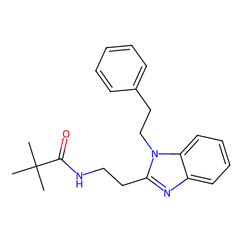 2,2-dimethyl-N-{2-[1-(2-phenylethyl)-1H-benzimidazol-2-yl]ethyl}propanamide structure