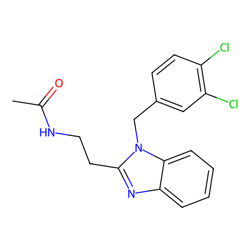 N-[2-[1-[(3,4-dichlorophenyl)methyl]benzimidazol-2-yl]ethyl]acetamide structure