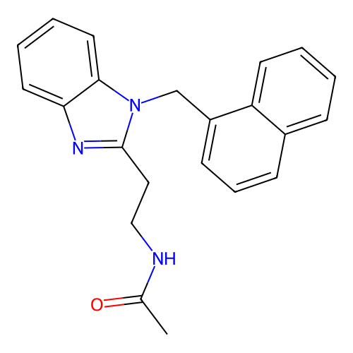 N-[2-[1-(naphthalen-1-ylmethyl)benzimidazol-2-yl]ethyl]acetamide structure